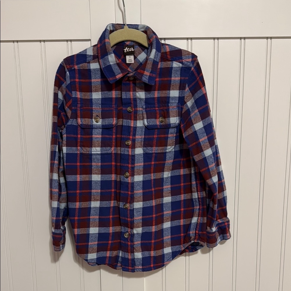 TEA COLLECTION Boys Flannel Button Up Shirt, Magique Plaid Size 6